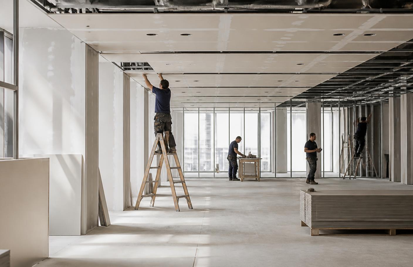 Trockenbau und Innenausbau einer großen Gewerbefläche